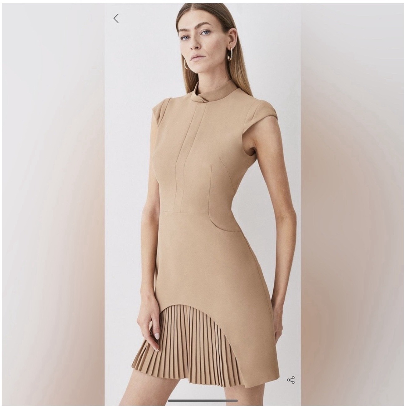 Karen Millen Military Tailored Sleeveless Mini Pockets Dress Cream Size 6
